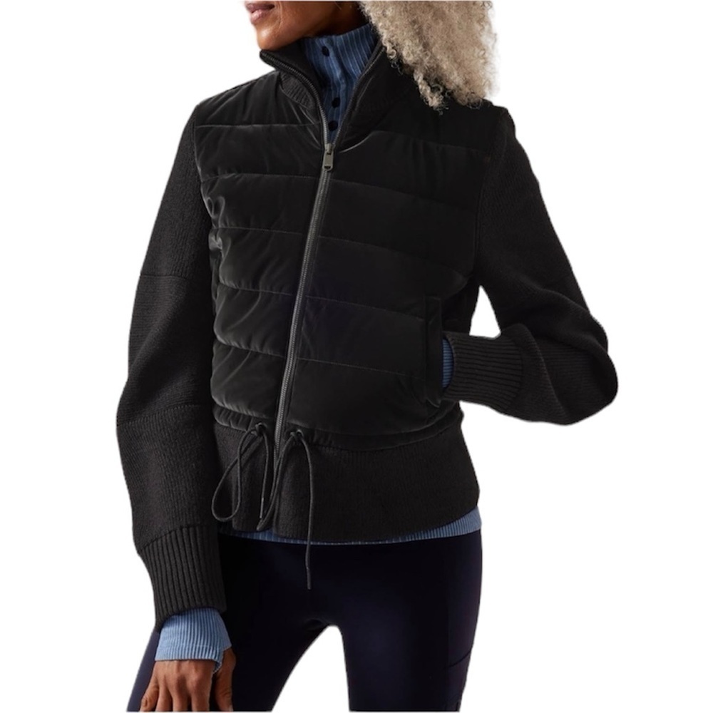 Athleta Hanover Hybrid Jacket Womens Large Puffer Coat Merino Wool Blend Soft